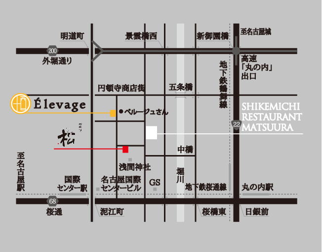 四間道レストランMATSUURA　地図